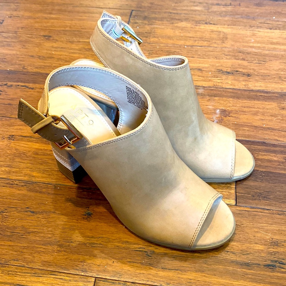 Tan block heels